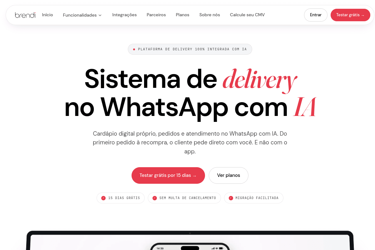 Site do fornecedor de Brendi