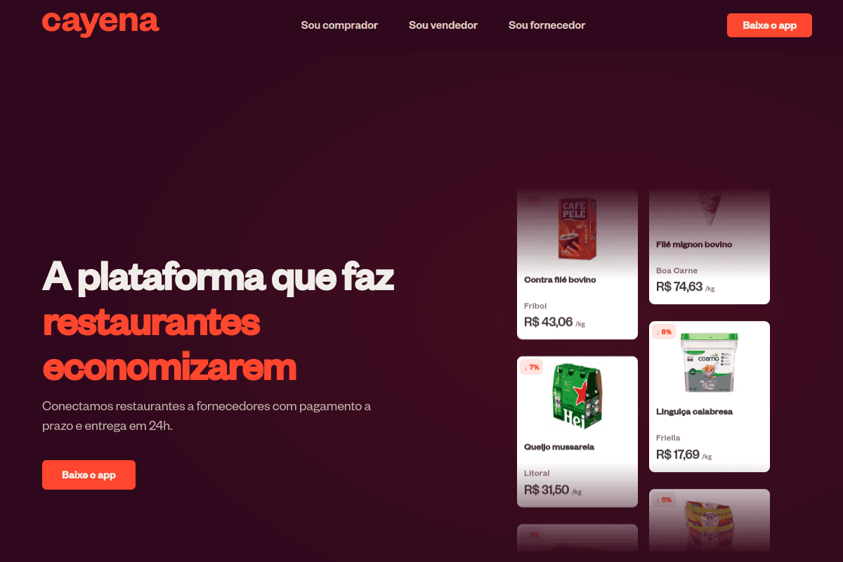 Site do fornecedor de Cayena