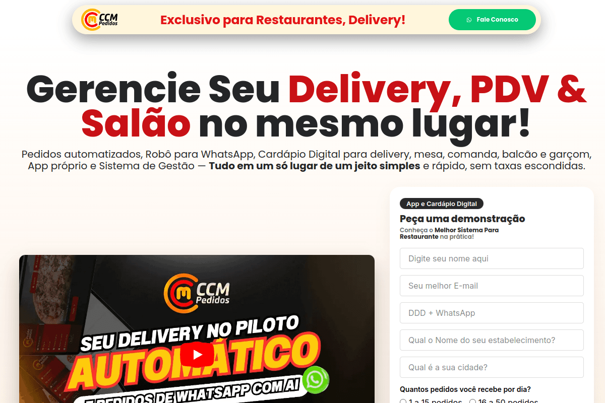 Site do fornecedor de CCM Pedidos