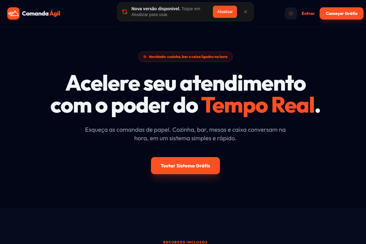 Site do fornecedor de Comanda Ágil