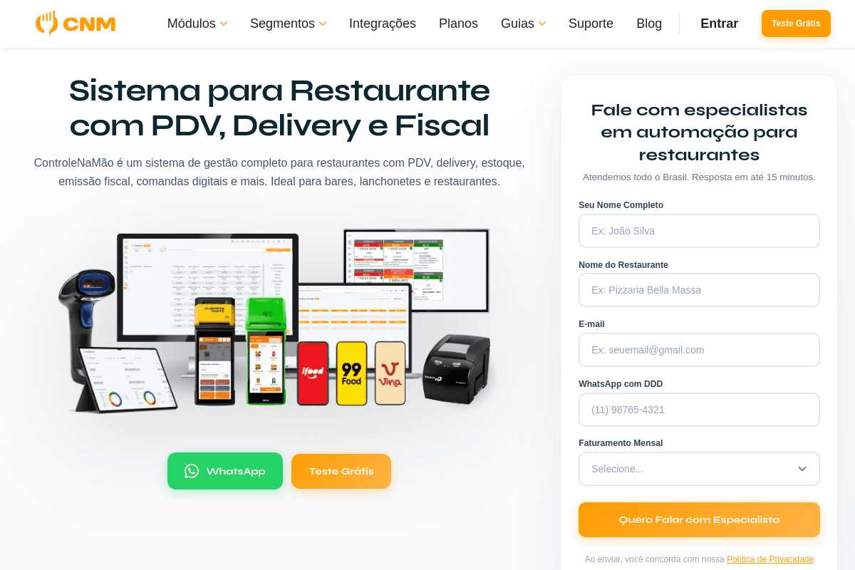 Site do fornecedor de ControleNaMão