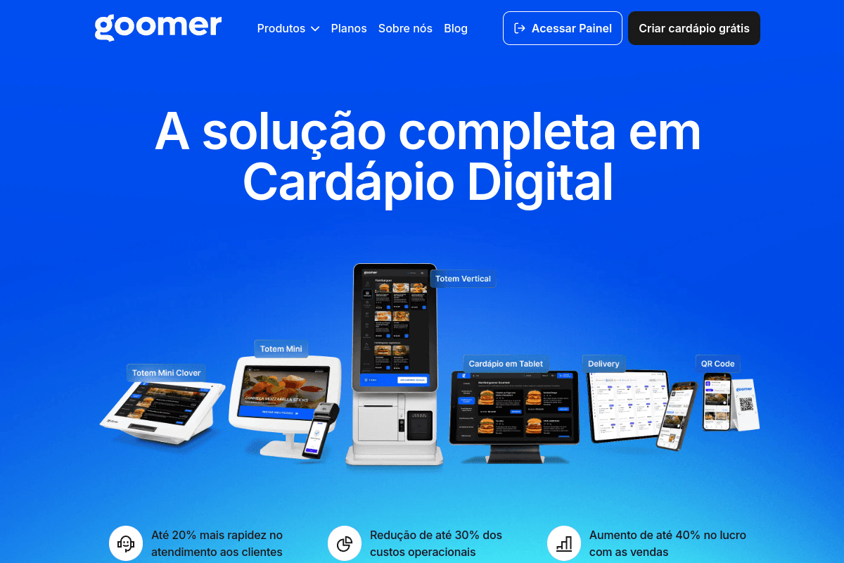 Site do fornecedor de Goomer