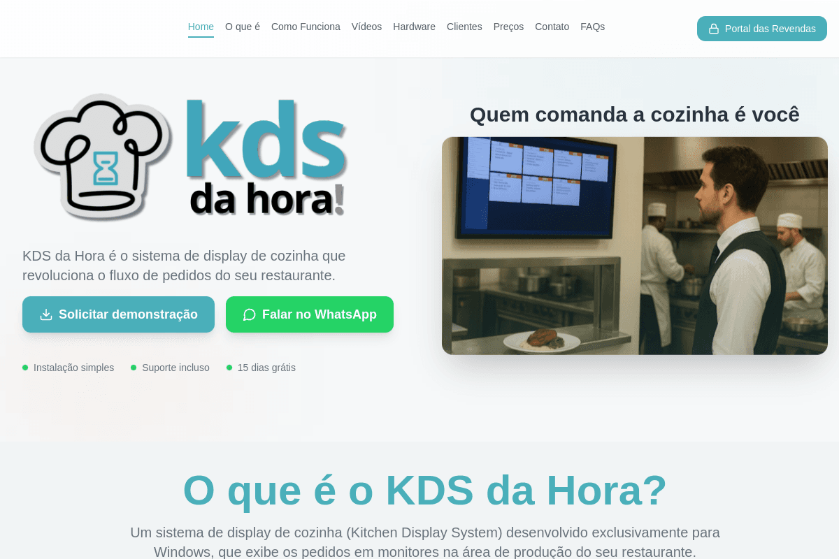 Site do fornecedor de KDS da Hora