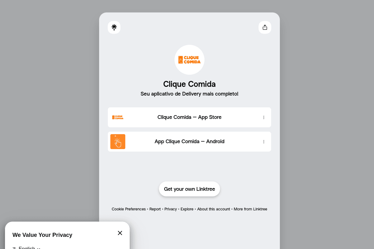 Site do fornecedor de Clique Comida