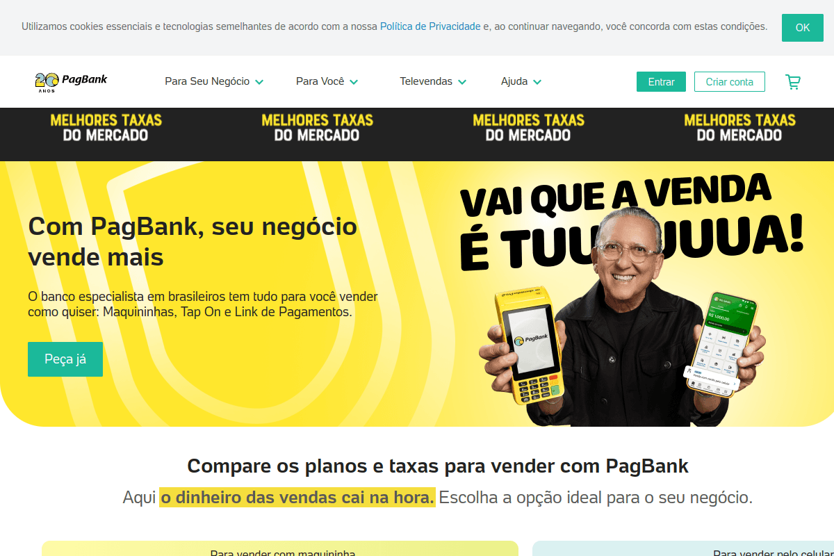 Site do fornecedor de PagBank