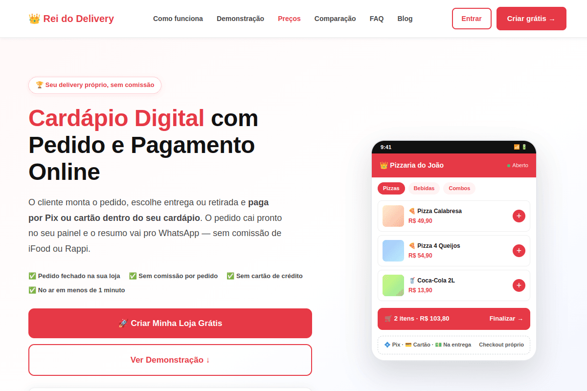 Site do fornecedor de Rei do Delivery