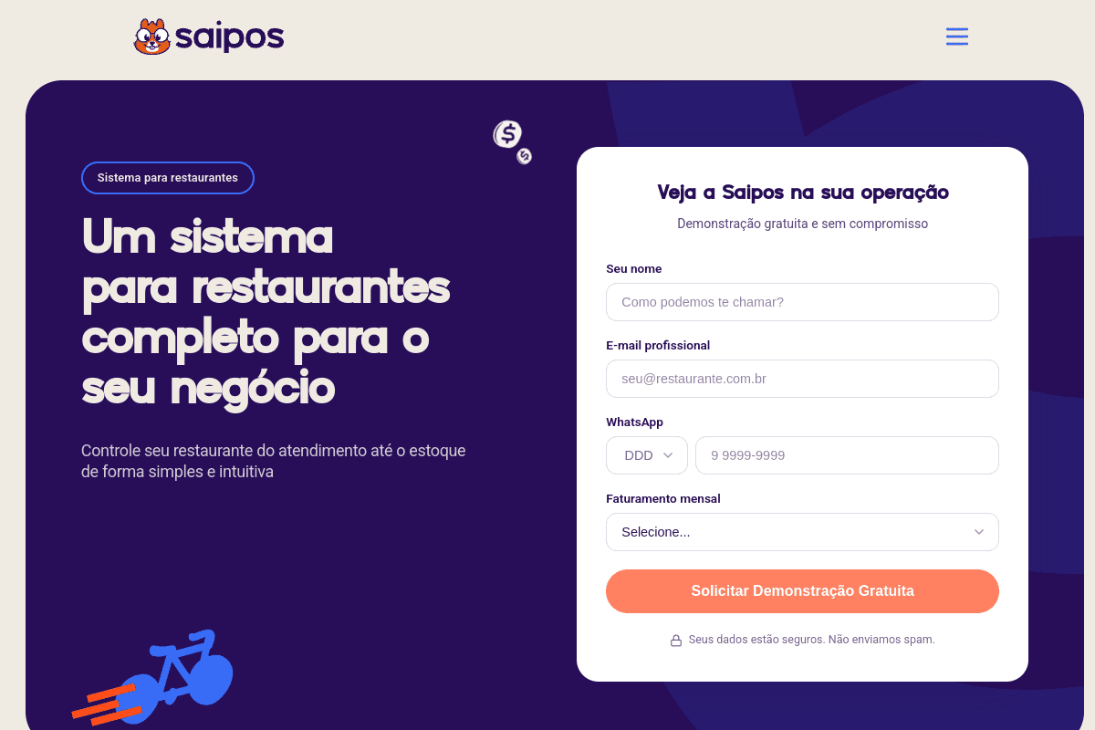 Site do fornecedor de Saipos