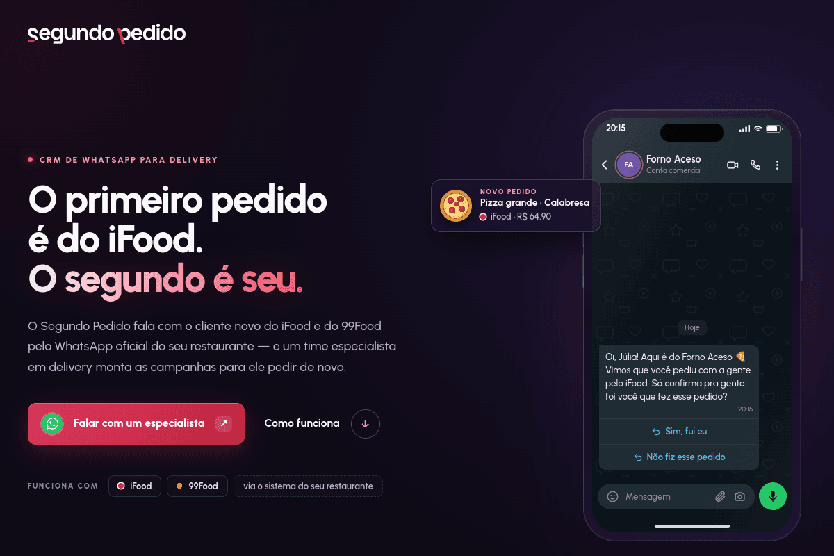 Site do fornecedor de Segundo Pedido