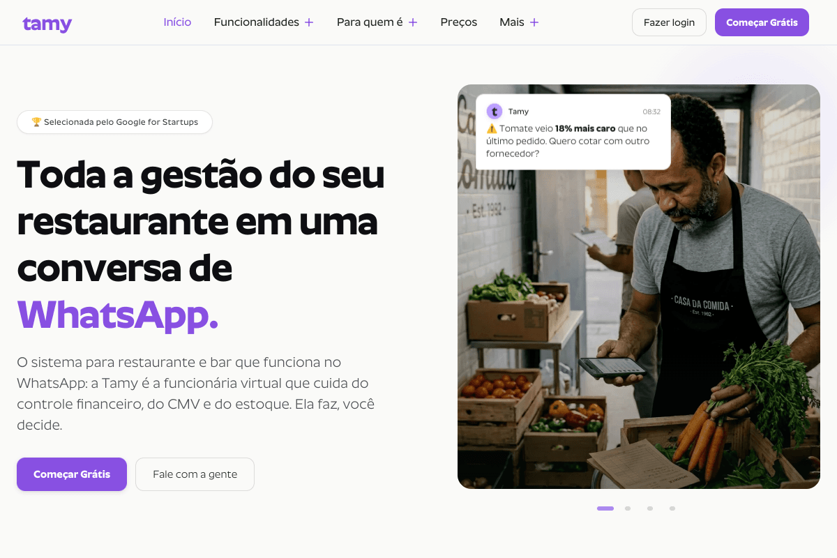 Site do fornecedor de Tamy