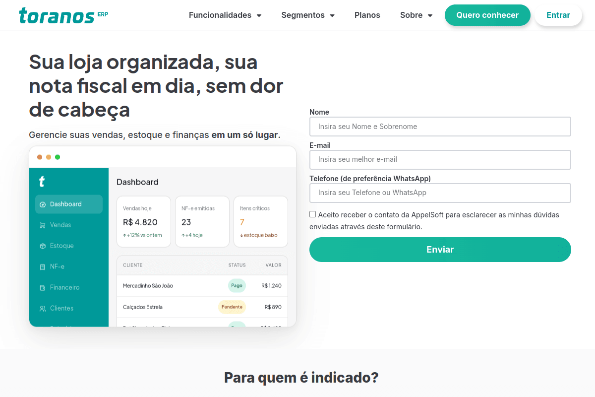 Site do fornecedor de Torano's (Appelsoft)