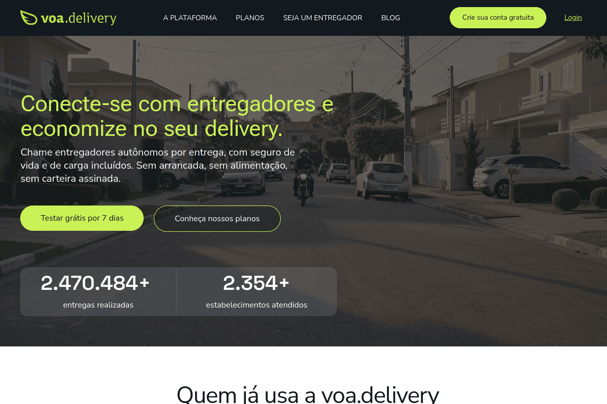 Site do fornecedor de Voa Delivery