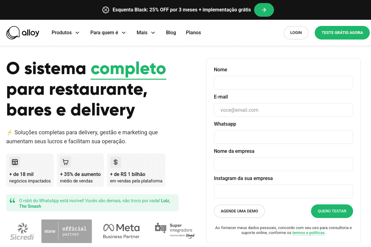 Site do fornecedor de Alloy