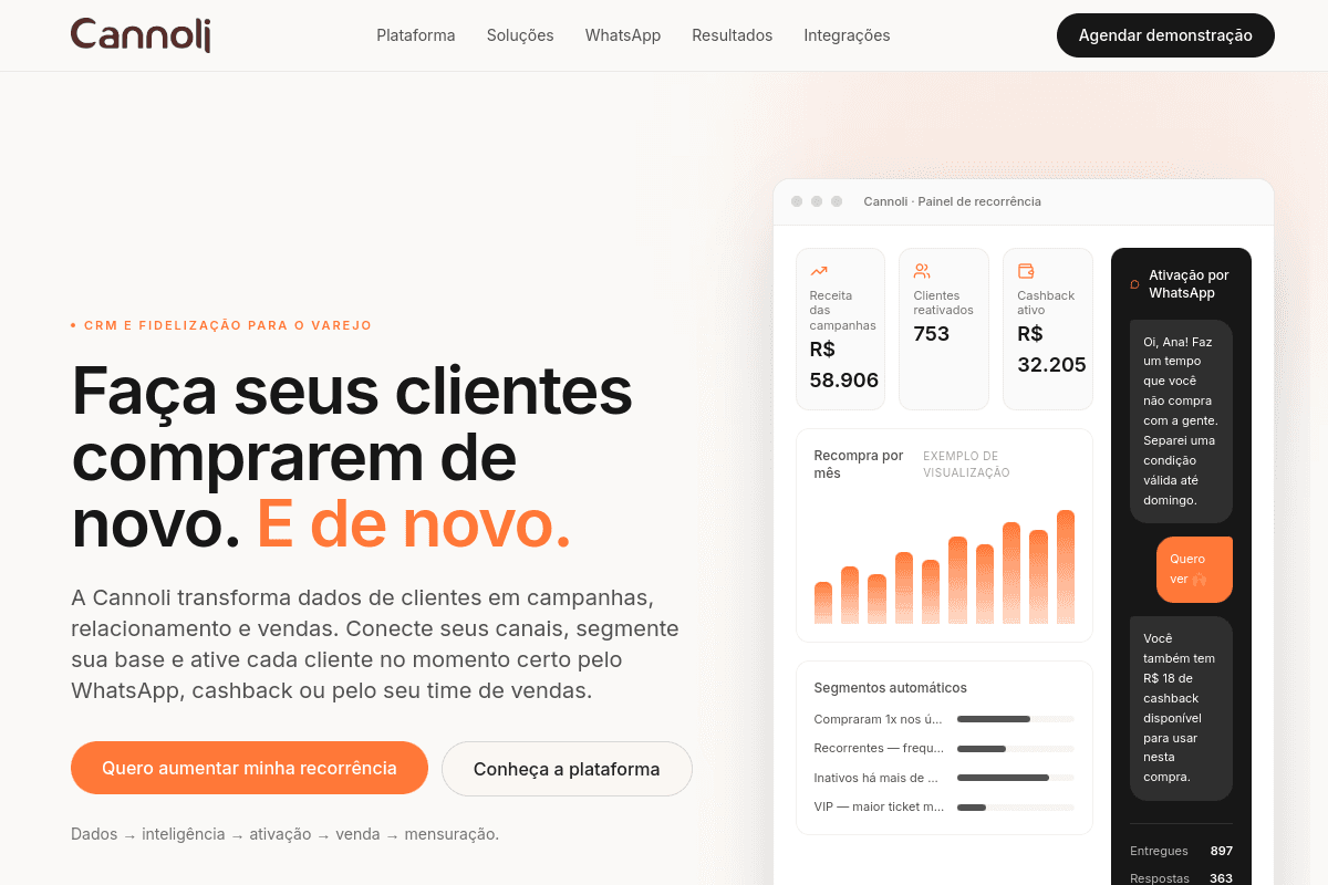 Site do fornecedor de Cannoli