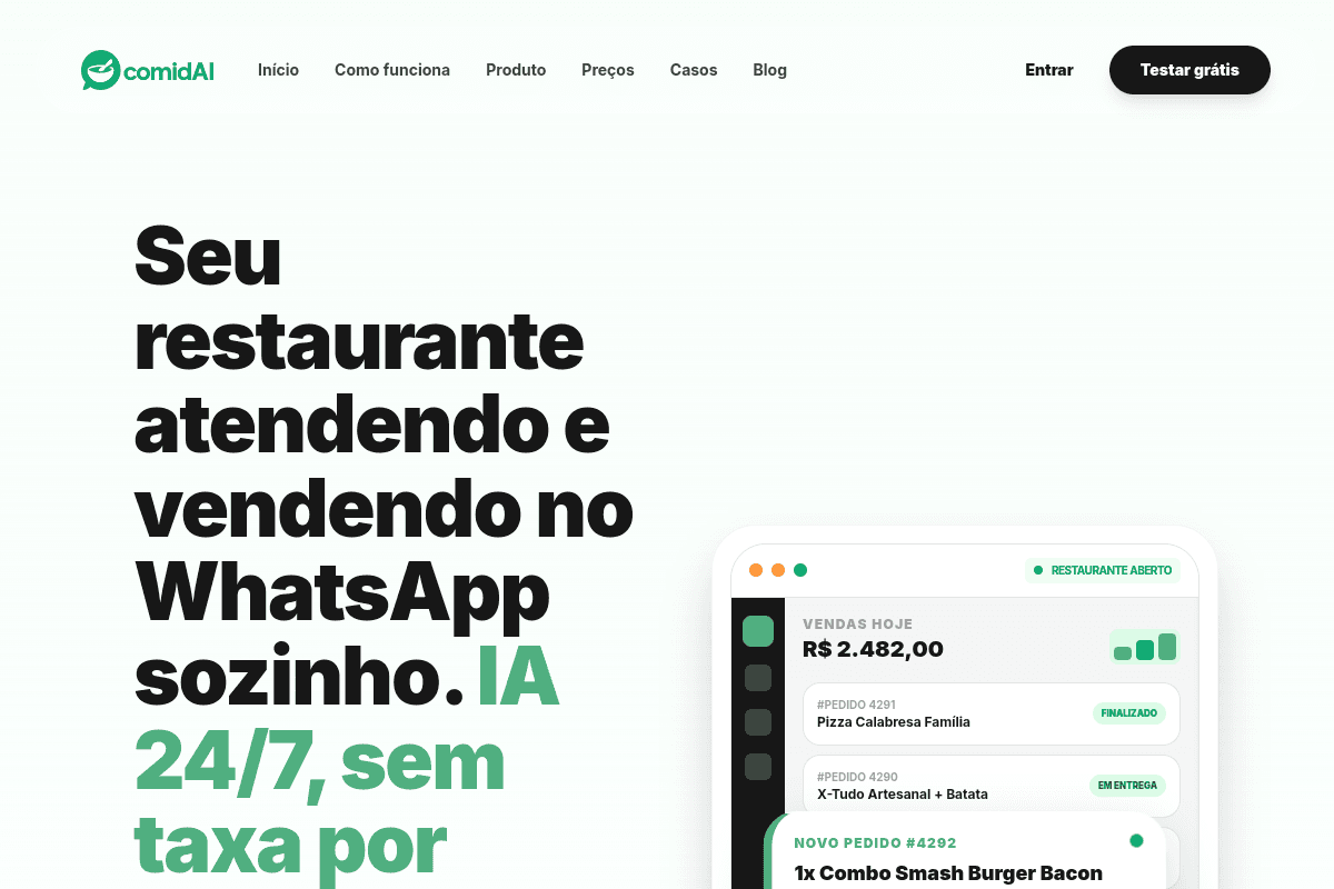 Site do fornecedor de ComidAI