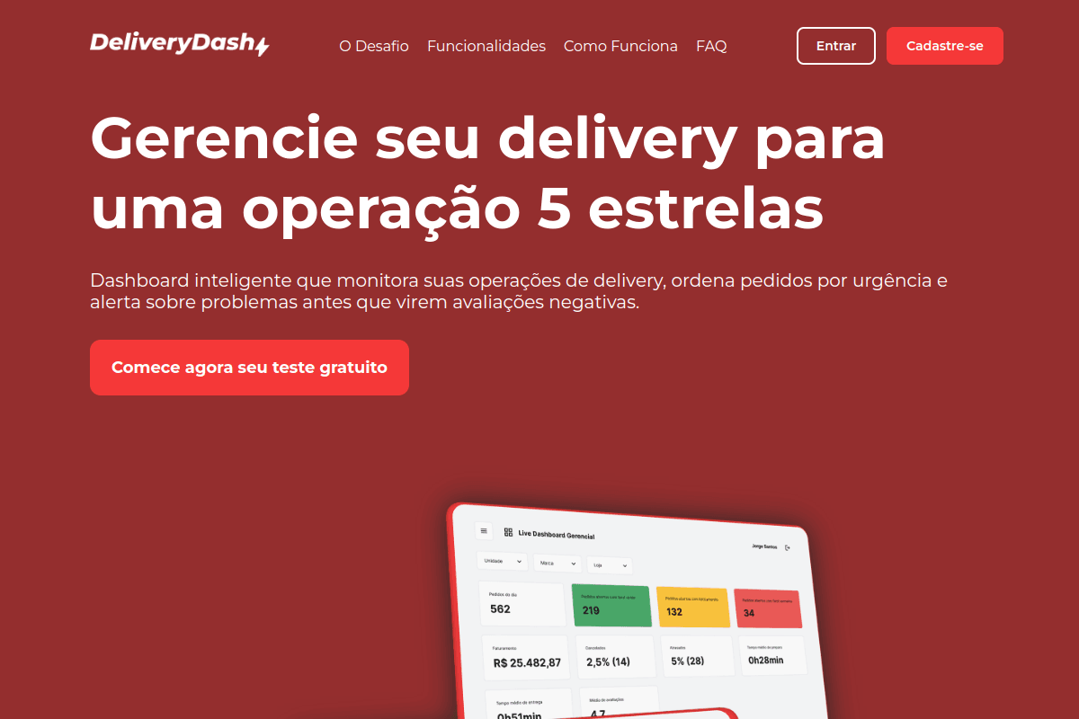 Site do fornecedor de Delivery Dash