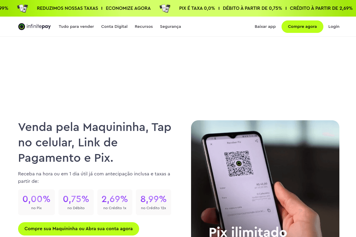Site do fornecedor de Infinite Pay