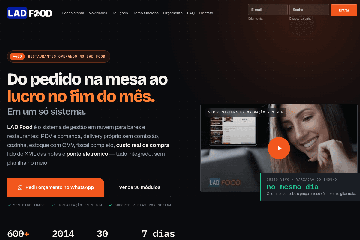 Site do fornecedor de LAD Food