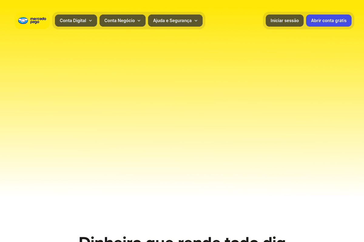 Site do fornecedor de Mercado Pago