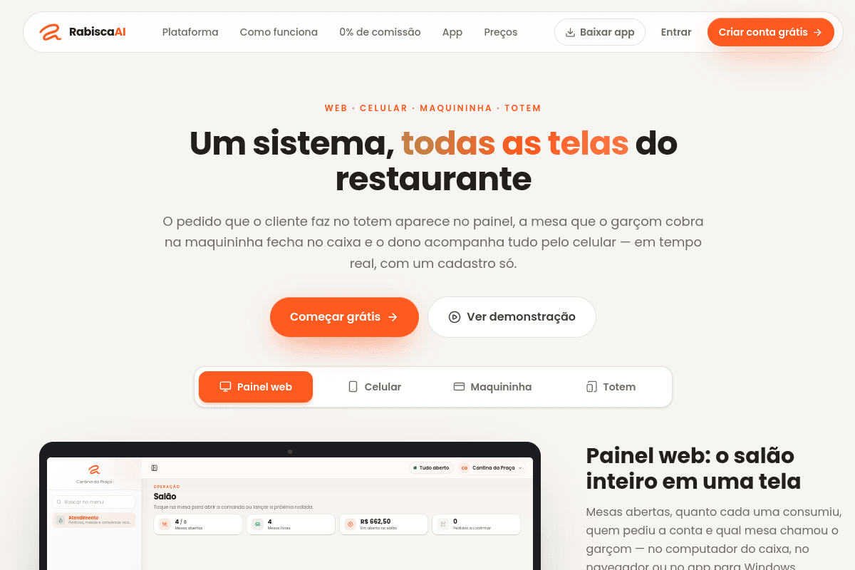 Site do fornecedor de Rabisca AI