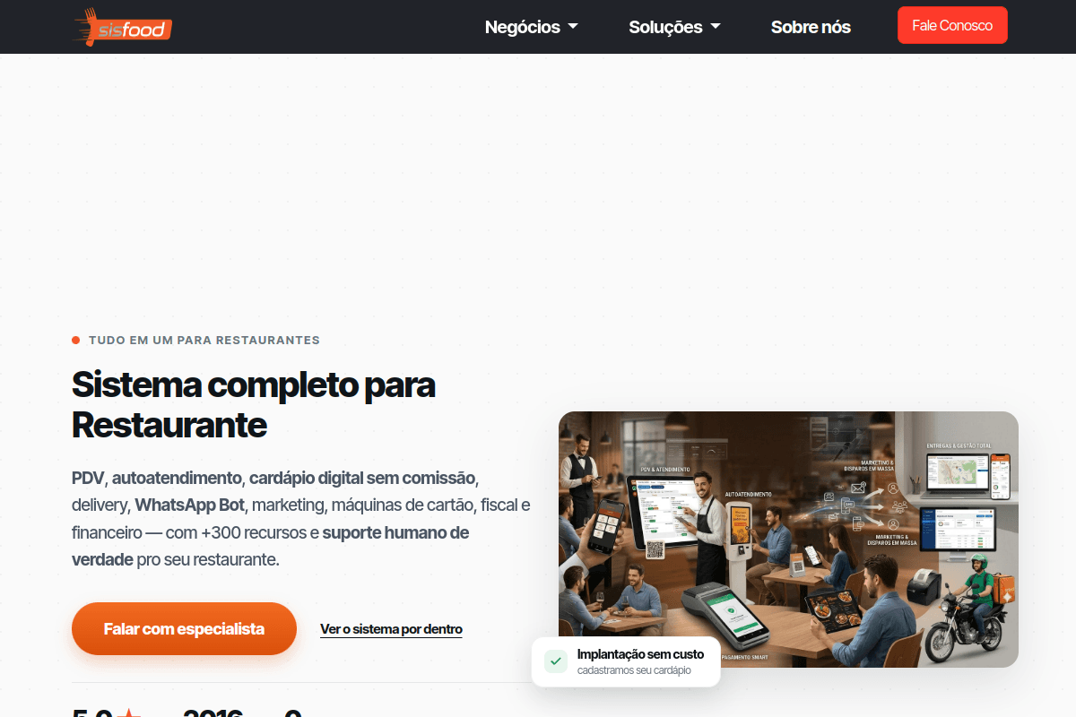 Site do fornecedor de SisFood