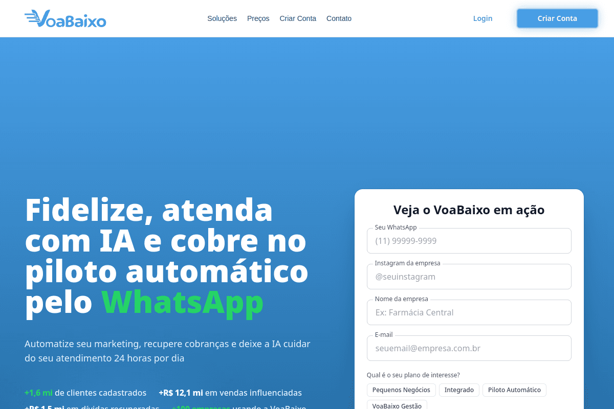 Site do fornecedor de VoaBaixo