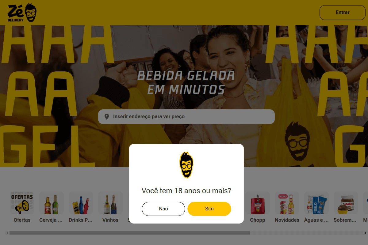 Site do fornecedor de Zé Delivery